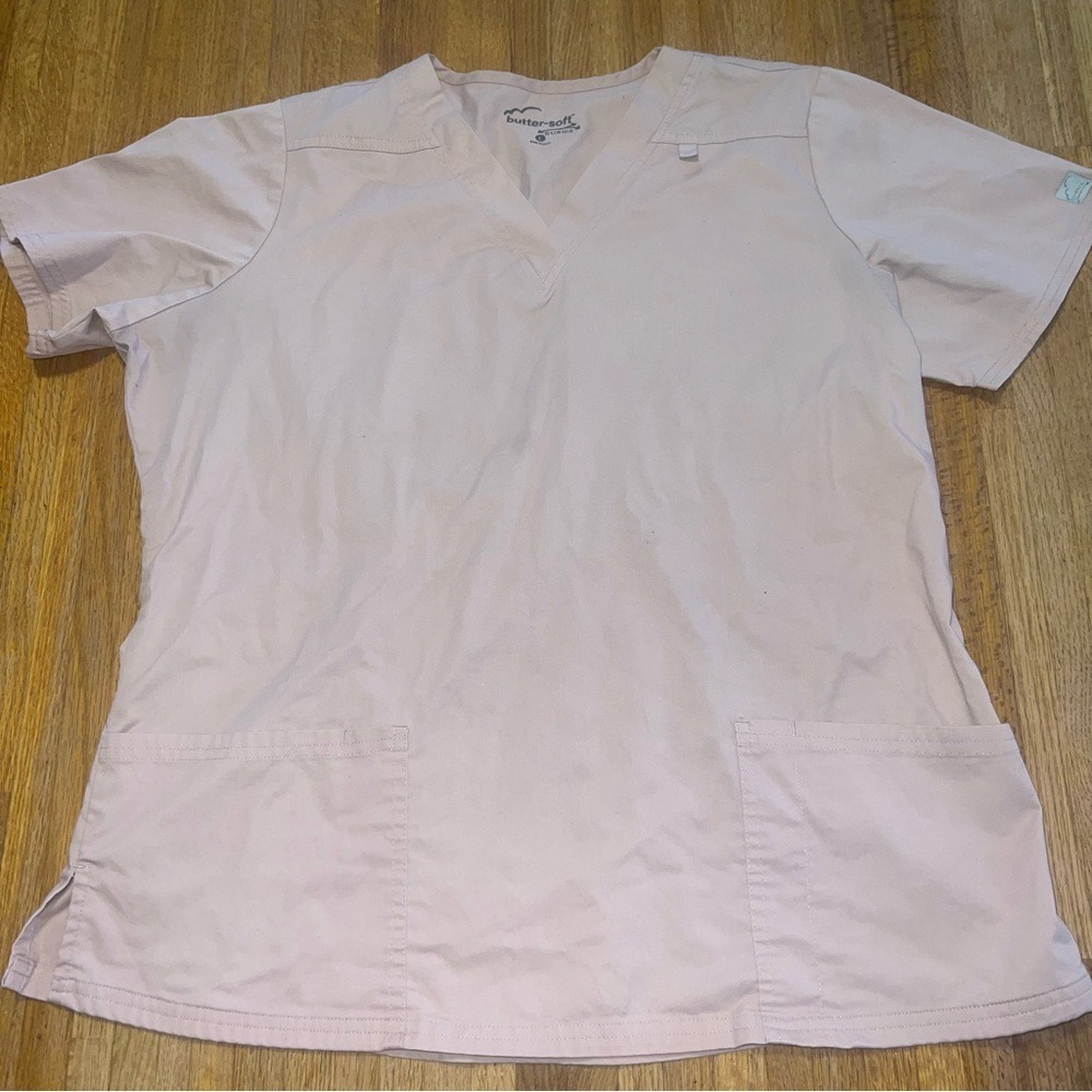 Butter-Soft Women Large Light‎ Pink Stretch Nurse Doctor Hospital Scrub Top